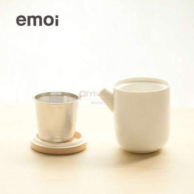 emoi基本生活陶瓷双层茶具泡茶套装日式家用耐热带过滤茶壶小茶杯