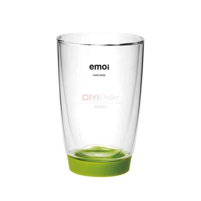 emoi基本生活茶杯冷水杯雙層硅膠靜音辦公家用玻璃水杯